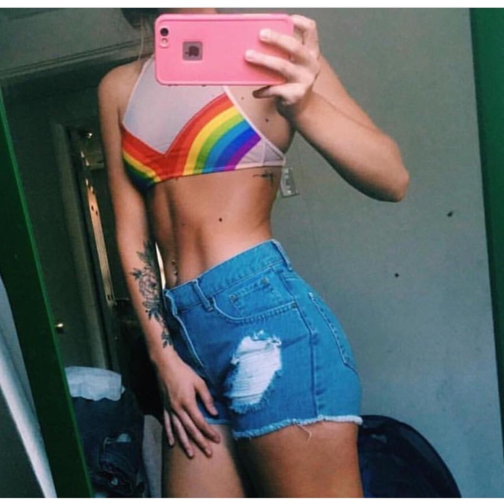 Rainbow bikini/crop top